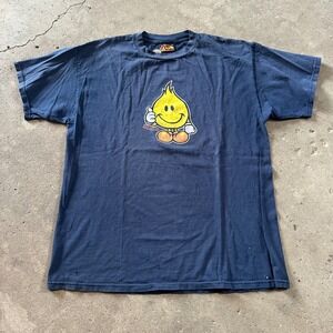 Vintage 90s World Industries T-Shirt Mens XL Blue Flame Boy Skate Made in USA